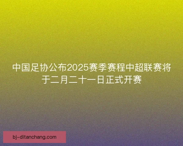 中国足协公布2025赛季赛程中超联赛将于二月二十一日正式开赛