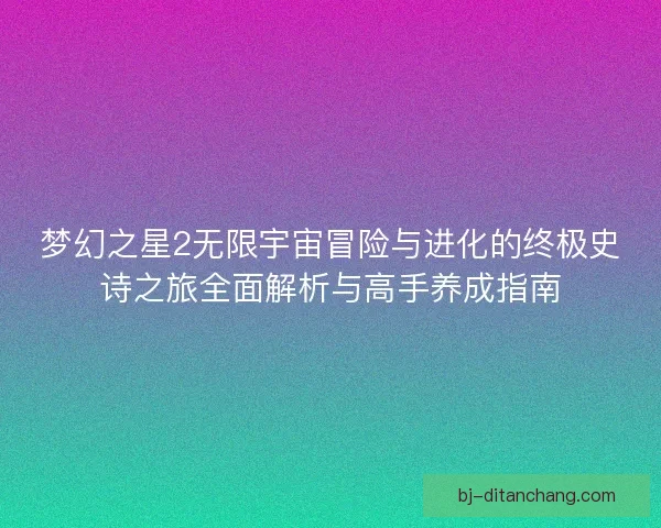 梦幻之星2无限宇宙冒险与进化的终极史诗之旅全面解析与高手养成指南